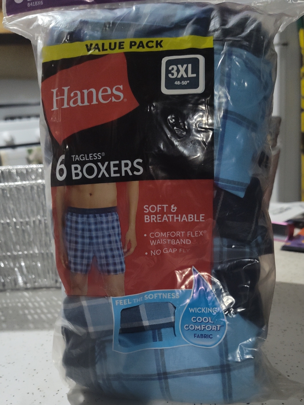 Hanes Men's Tagless Boxers Pack - Blue Plaid